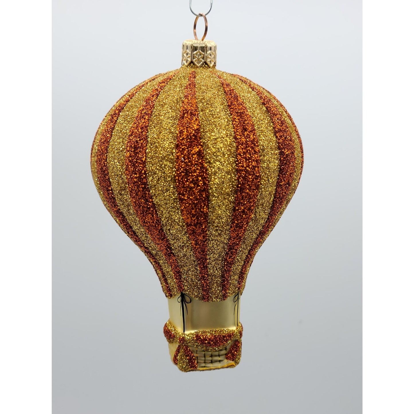 Patricia Breen Petite Balon Copper Gold Glittered Stripe Christmas Tree Ornament
