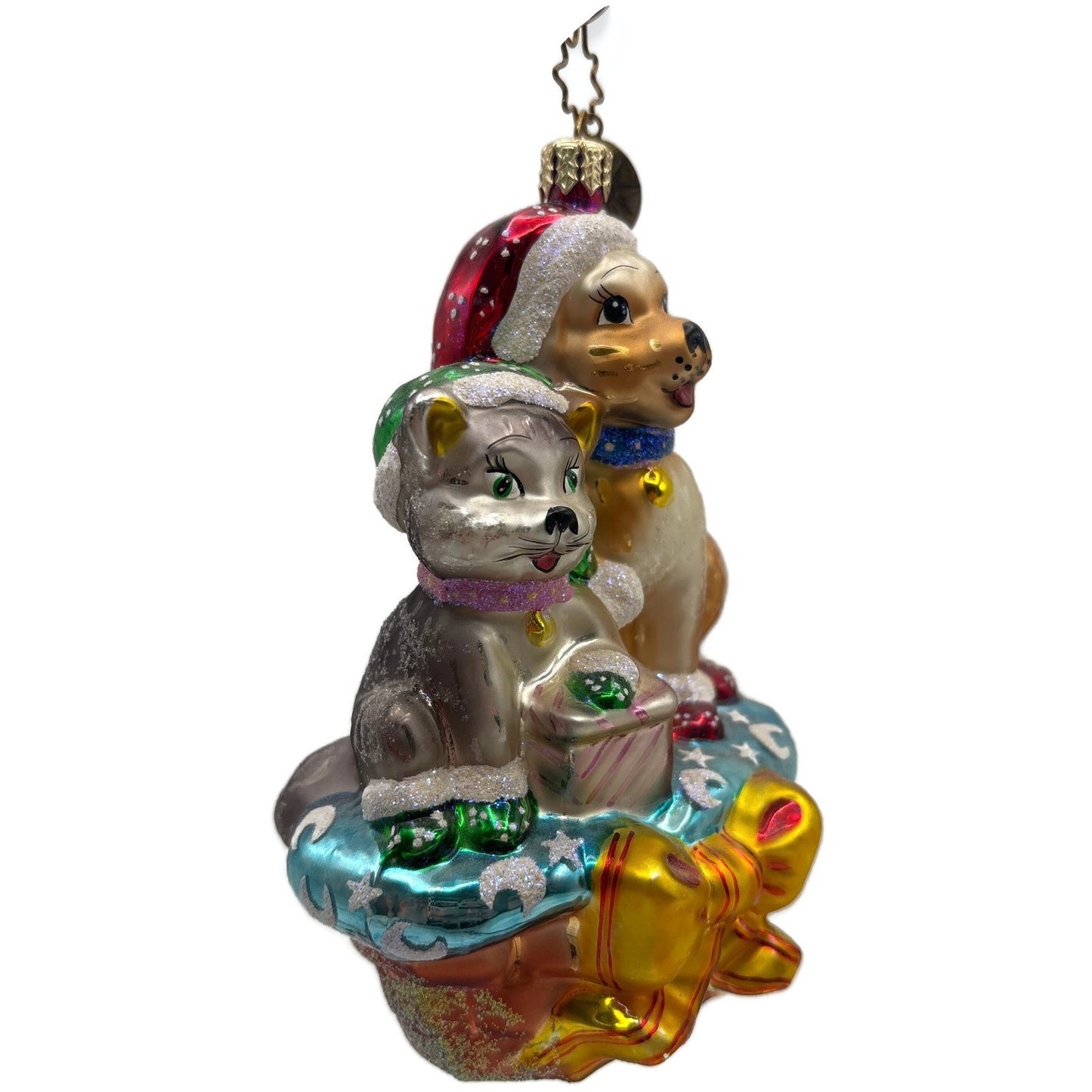 Christopher Radko Festive Furry Friends Dog Cat Christmas Tree Ornament 02-SP-95