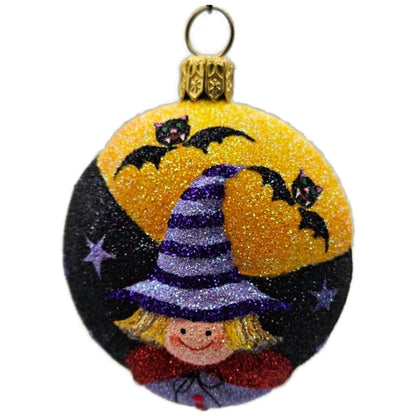 Patricia Breen Halloween Witch Medallion Black Orange Bats Christmas Ornament