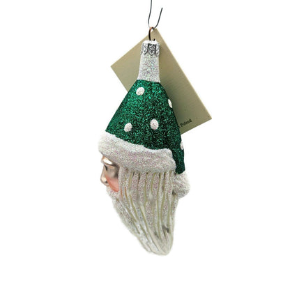 Patricia Breen Faux Fur Santa Claus Green Polka Dots Christmas Tree Ornament