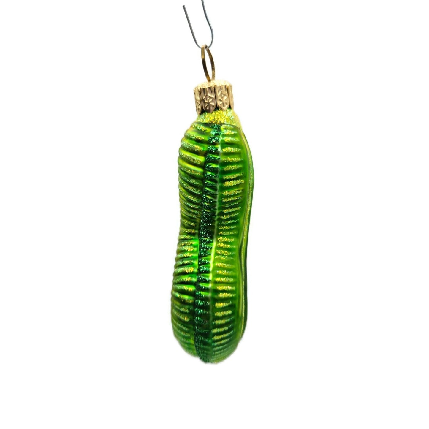 Patricia Breen Bugs Caterpillar Green Glittered Christmas Holiday Ornament 2311
