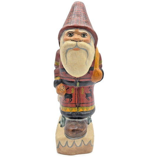 Vaillancourt Father Christmas with Wildlife Coat Chalkware Christmas Figurine