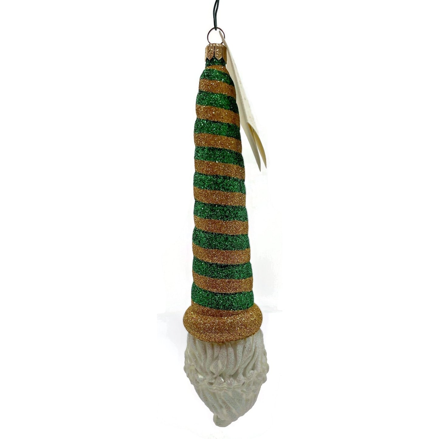 Patricia Breen Ornament Sucre Santa Green Gold Striped Christmas Holiday Tree
