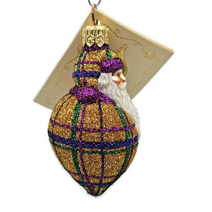 Patricia Breen Miniature Santa Poeticus Plaid Purple Gold Christmas Ornament HCB