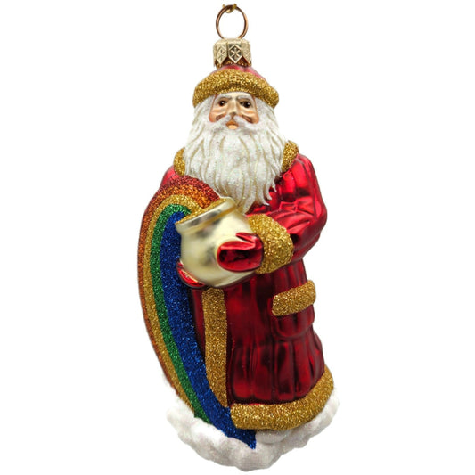 Patricia Breen Rainbow Santa Claus Red Glass Christmas Tree Ornament CATZ 2029