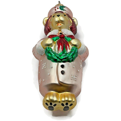 Patricia Breen Mama Bear Pink Holding Holly Wreath Christmas Tree Ornament