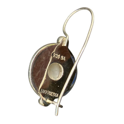 Mother Of Pearl Scroll Hook Drop Earrings Oval Gemstone 925 Sterling Silver BA