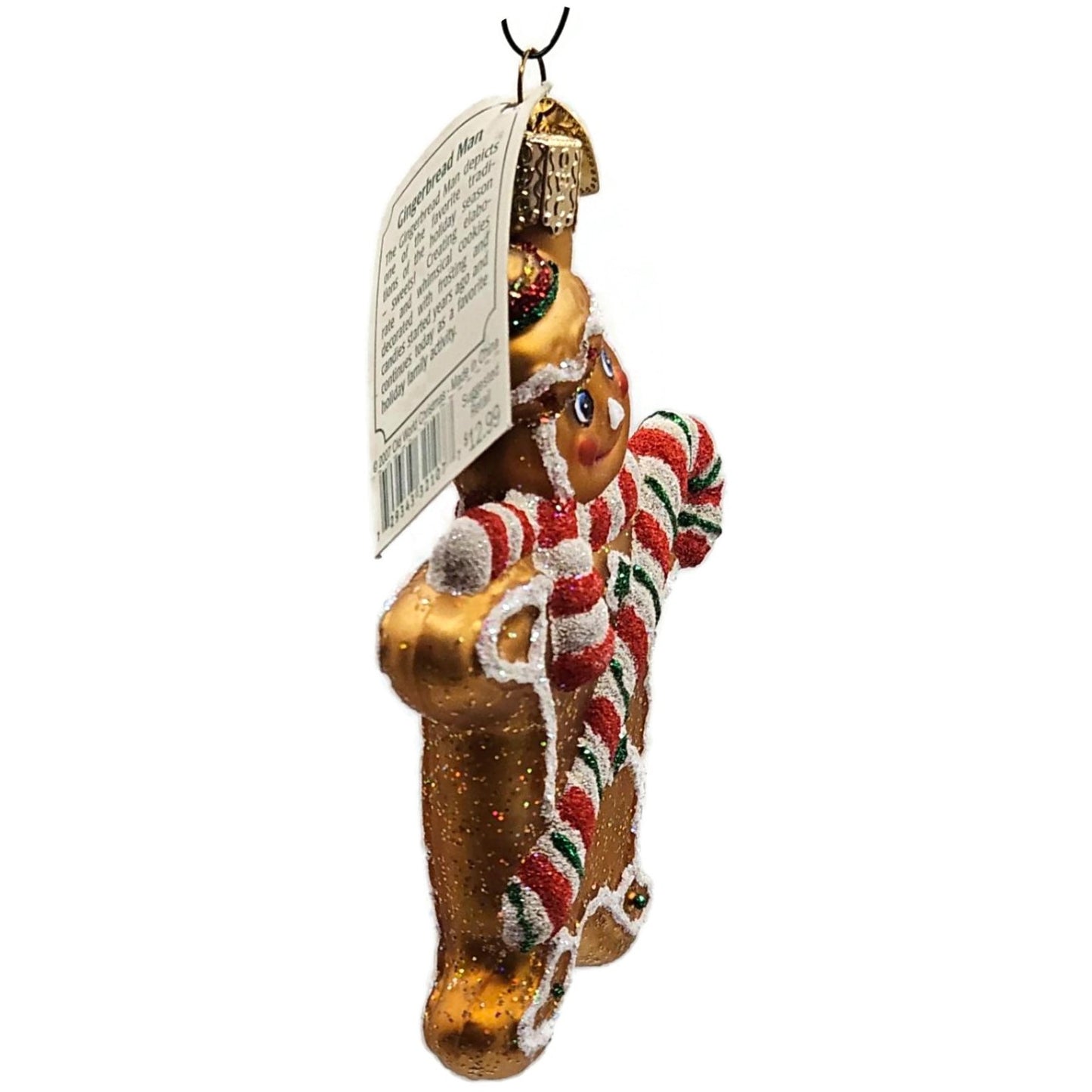 Gingerbread Man Candy Cane Striped Scarf Old World Christmas Tree Ornament OWC