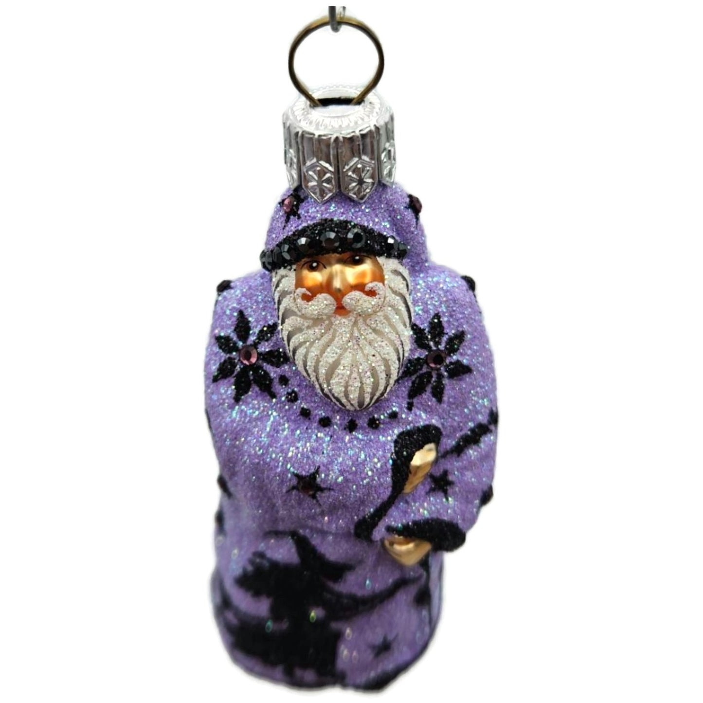 Patricia Breen Mini Redoute Santa Lavender Witch Glass Halloween Ornament 2426