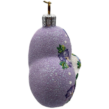 Patricia Breen Never Forget Pansies Lavender Heart Santa Christmas Ornament