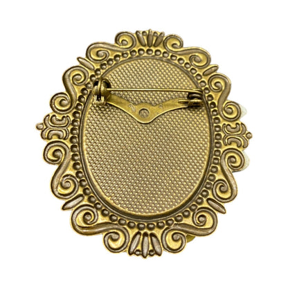 Vintage Porcelain Lady Cameo Brooch Rhinestones Gold Tone Metal Filigree
