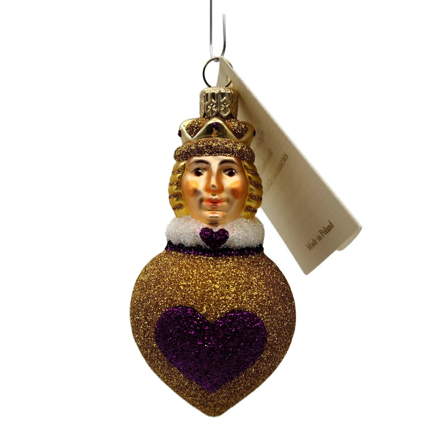 Patricia Breen Miniature Queen of Hearts Fuchsia Gold Christmas Tree Ornament