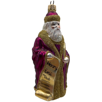 Patricia Breen Making His List Fuchsia Santa Claus Christmas Tree Ornament