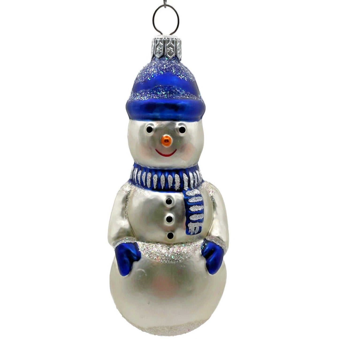 Patricia Breen Snow Boy Blue Striped Winter Snowman Christmas Tree Ornament