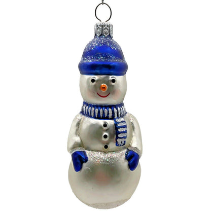 Patricia Breen Snow Boy Blue Striped Winter Snowman Christmas Tree Ornament