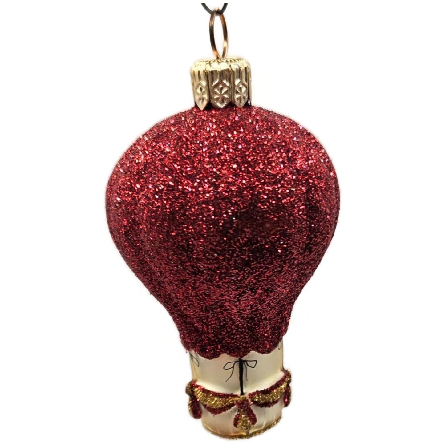 Patricia Breen Balloon Red Glittered Hand Blown Glass Christmas Tree Ornament