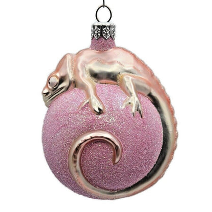 Patricia Breen Chameleon Pink Orb Glittered Christmas Holiday Tree Ornament