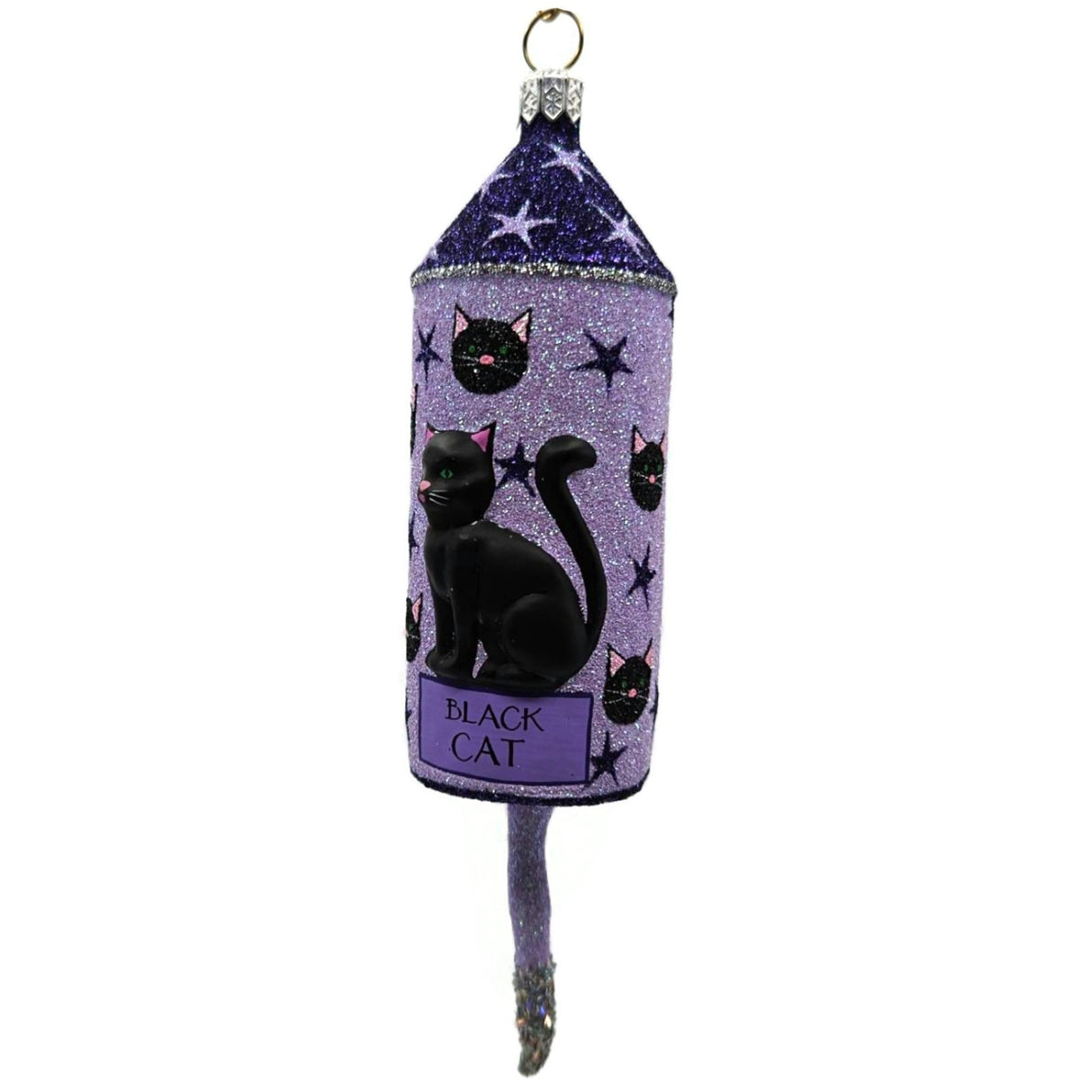 Patricia Breen Halloween Blastoff Violet Stars Black Cat Christmas Ornament 2228
