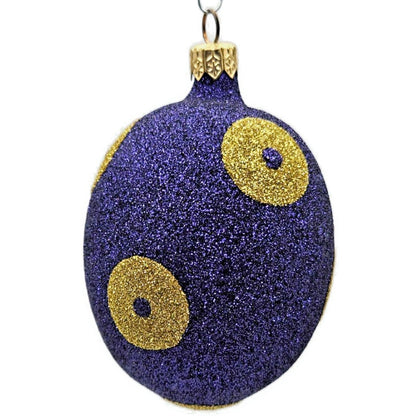 Patricia Breen Egg Purple Gold Polka Dot Glitter Easter Christmas Tree Ornament