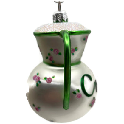 Patricia Breen Sweet Cream Pearl Green Pink Roses Spring Christmas Tree Ornament