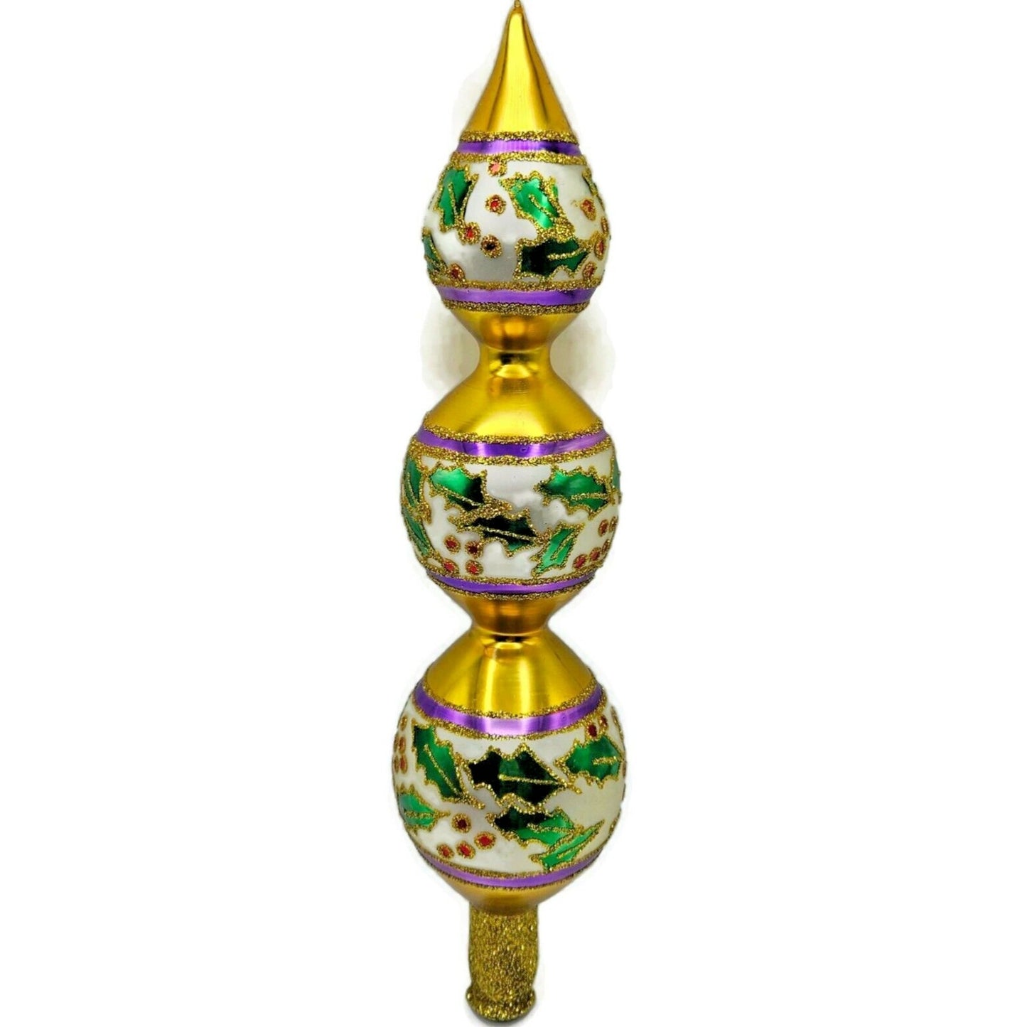 Christopher Radko Holly Ribbons Finial Christmas Holiday Tree Topper 91-153-2