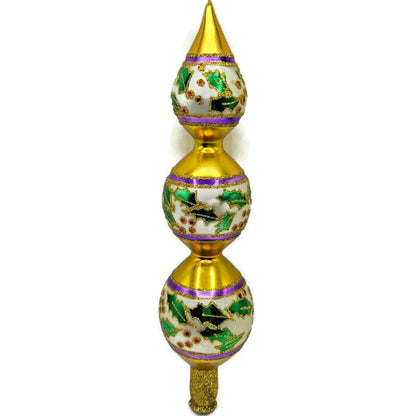 Christopher Radko Holly Ribbons Finial Christmas Holiday Tree Topper 91-153-2