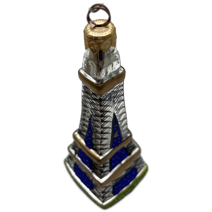 Christopher Radko Eiffel Tower Blue Stars Glass Christmas Tree Ornament