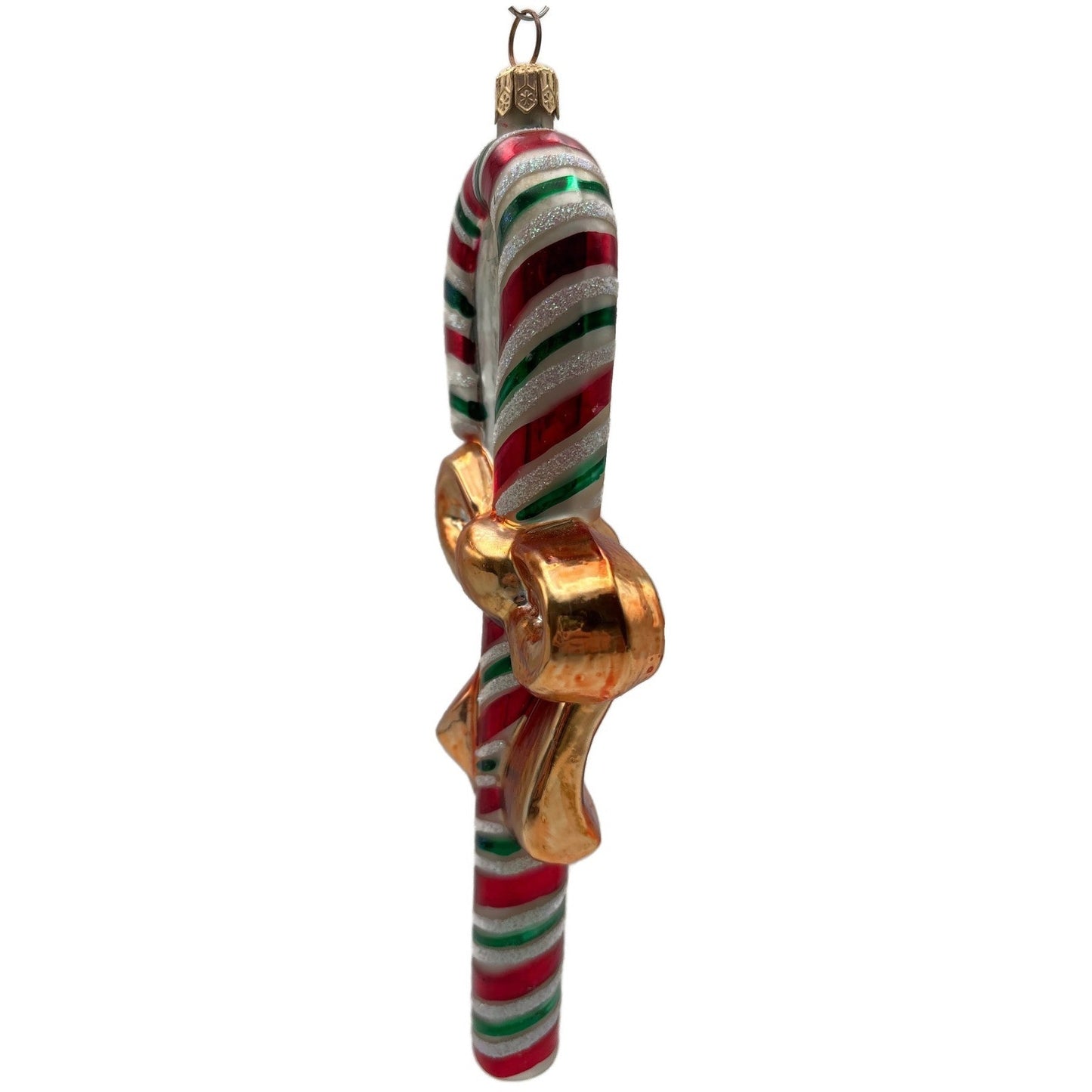 Christopher Radko Candy Wrap Gold Bow Stiped Christmas Tree Ornament 99-002-0