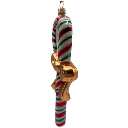 Christopher Radko Candy Wrap Gold Bow Stiped Christmas Tree Ornament 99-002-0