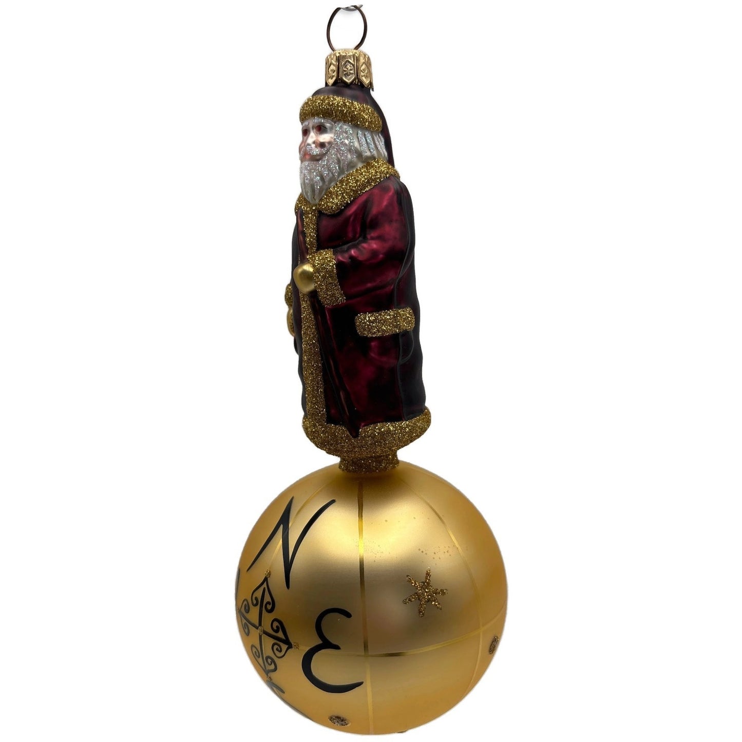 Patricia Breen Sojourning Santa Bordeaux Snowflakes Christmas Ornament Nieman