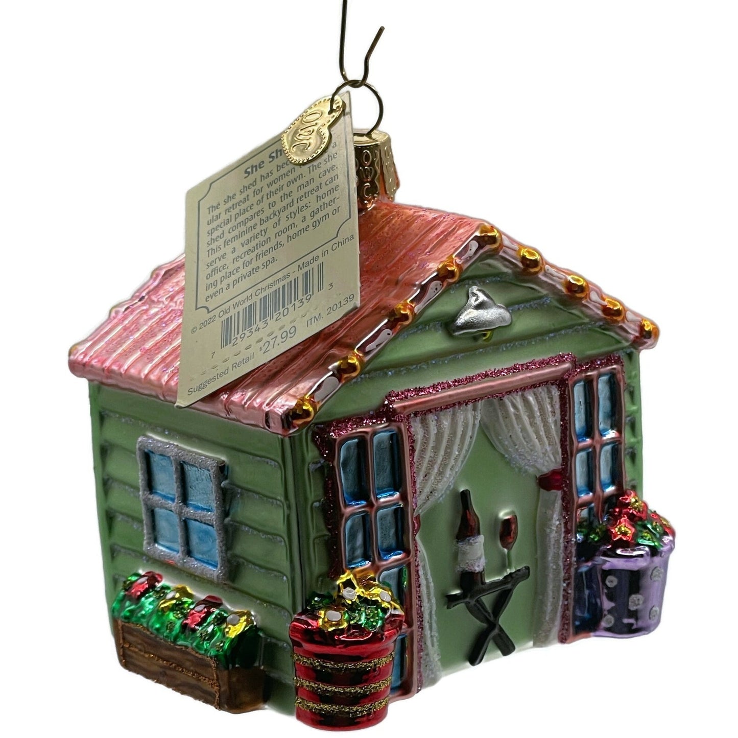 She Shed Ornament Old World Christmas Garden Yard Blown Glass Christmas Tree OWC