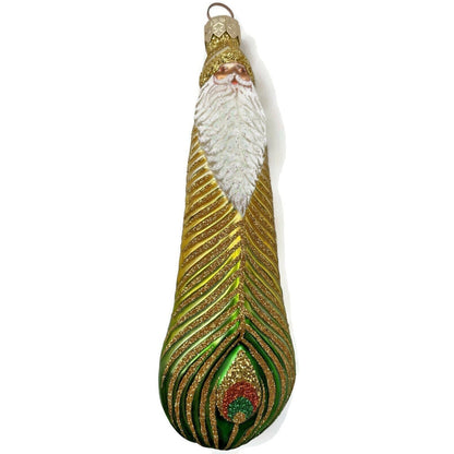 Patricia Breen Peacock Icicle Gold Green Santa Claus Christmas Tree Ornament