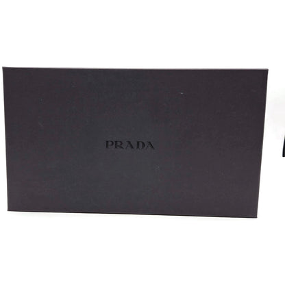 Prada Black Leather Loafer 1D9558 Gold Studs Flats Square Toe Womens Size EU 39