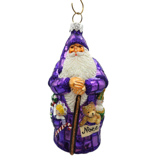 Patricia Breen Patchwork Santa Noel Purple Plaid Christmas Tree Ornament CATZ