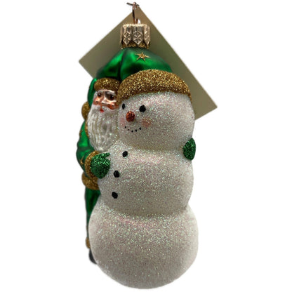 Patricia Breen Friends Green Gold Stars Santa Snowman Christmas Tree Ornament