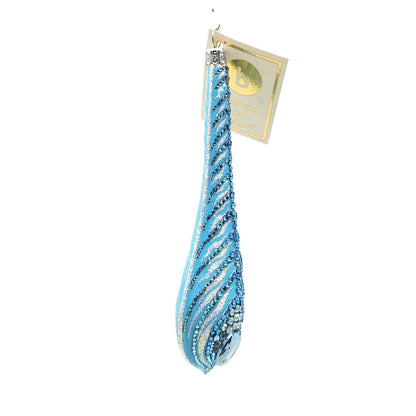 Patricia Breen La Plume Turquoise Silver Fantasy Feather Christmas Tree Ornament
