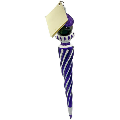 Patricia Breen French Twist Purple Pearl Glittered Stripes Christmas Ornament