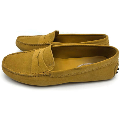 Tods Gommino Suede Driving Moccasins Loafers Gold Shoes Womens Size 39.5
