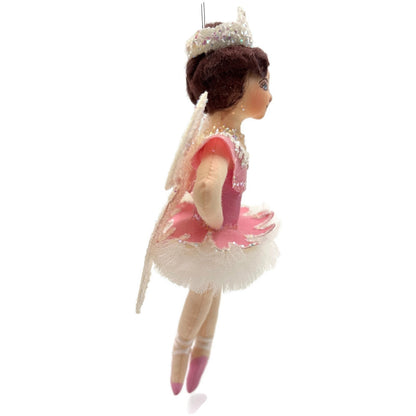 Gladys Boalt Sugar Plum Fairy Nutcracker Pink Fabric Christmas Ornament Signed