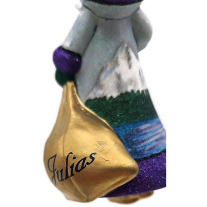 Glitterazzi Portland Santa Roses Joy To The World Glass Christmas Tree Ornament