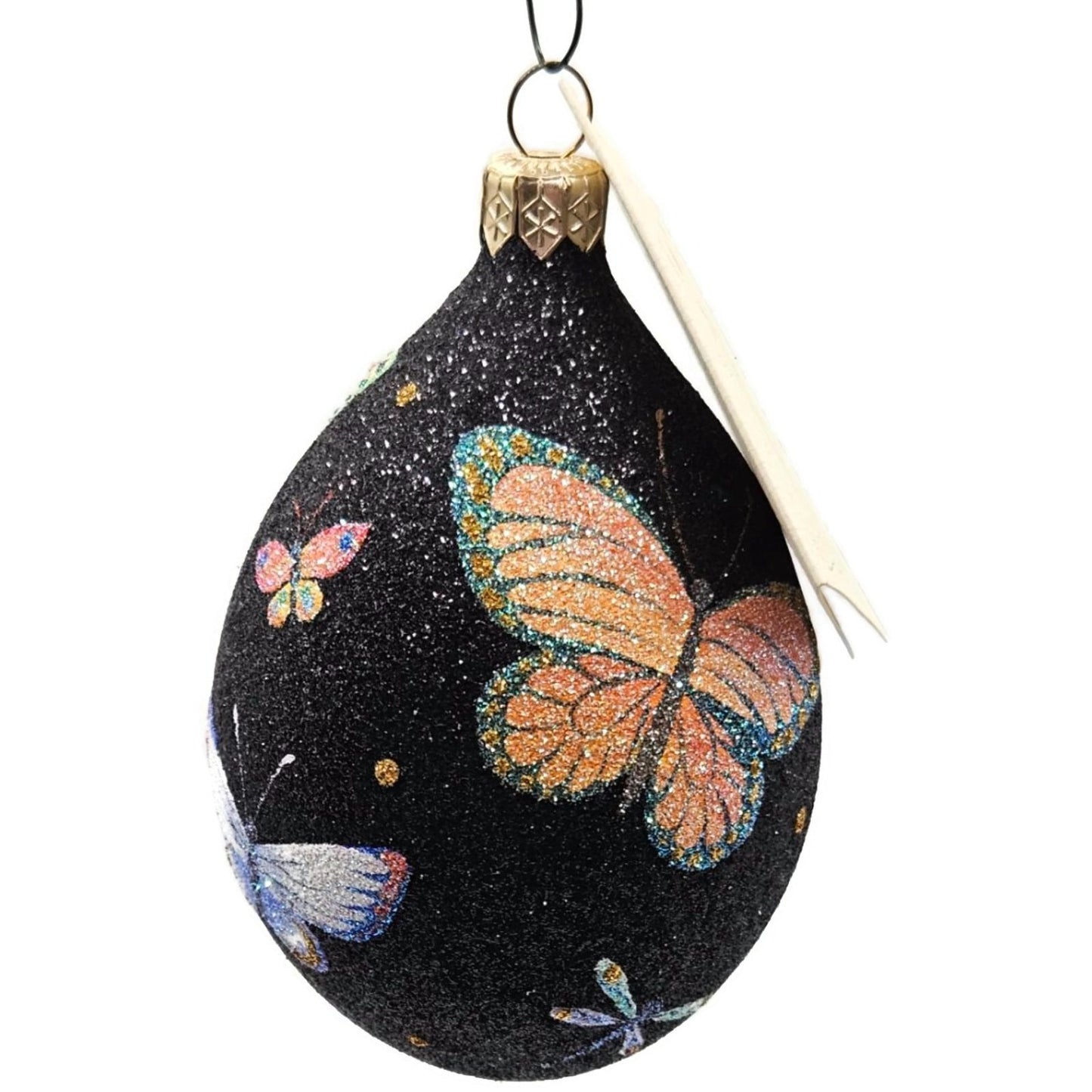 Patricia Breen Butterfly Black Egg Floral Dragonfly Spring Christmas Ornament