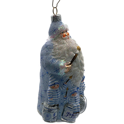 Patricia Breen Ornament Painterly Santa Chinoiserie Blue Striped Christmas Tree