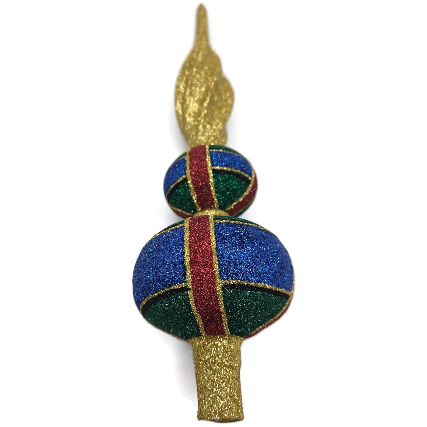 Patricia Breen Miniature Finial Blue Green Red Plaid Christmas Tree Topper HCB