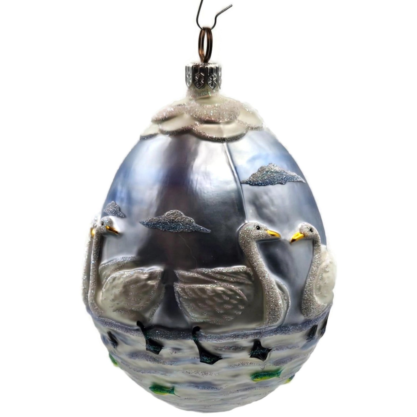 Patricia Breen Seven Swimming Swans Birds Pearl Blue 12 Days Christmas Ornament