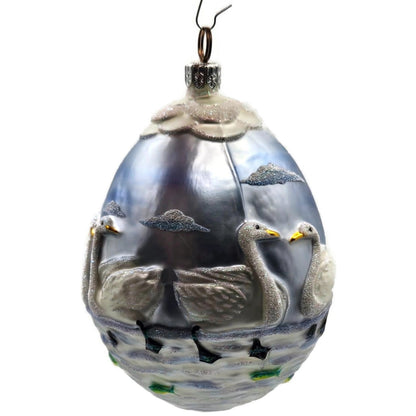 Patricia Breen Seven Swimming Swans Birds Pearl Blue 12 Days Christmas Ornament