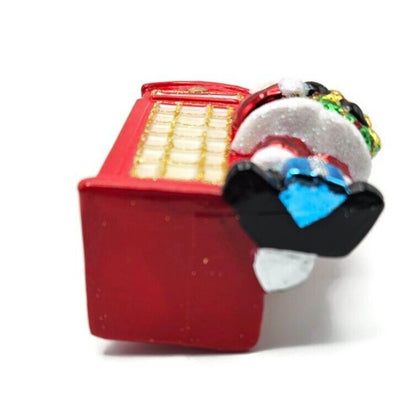 Glassware Art Studio London England Red Phone Booth Santa Christmas Ornament