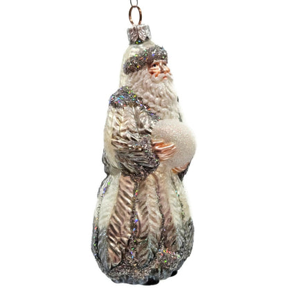 Patricia Breen Plumed Santa Claus Platinum Peacock Christmas Tree Ornament