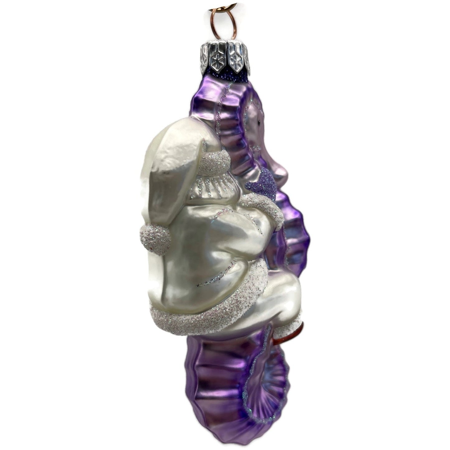 Patricia Breen Hi Ho Santa Purple Pearl Seahorse Nautical Christmas Ornament