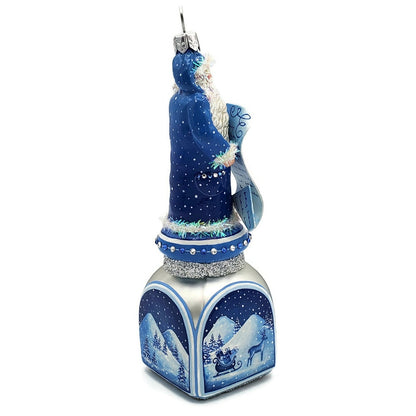 Patricia Breen Checking it Twice Midnight Blue Santa Jeweled Christmas Ornament