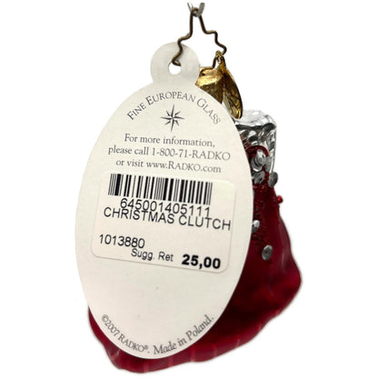 Christopher Radko Christmas Clutch Red European Glass Christmas Ornament 1013880